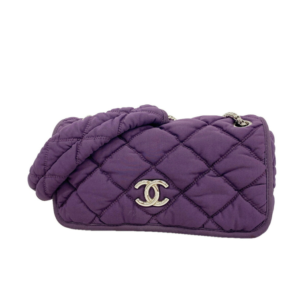 Chanel Shoulder Bag, Bubble Quilted Nylon, Purple, Women's, OP021356